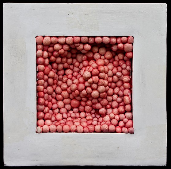 Reina Nakagawa, Tears
Ca. 1965, mixed mediums sculpture (pink fabric "balls" in cement frame)